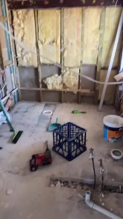 Room stripped back to the frame with new insulation