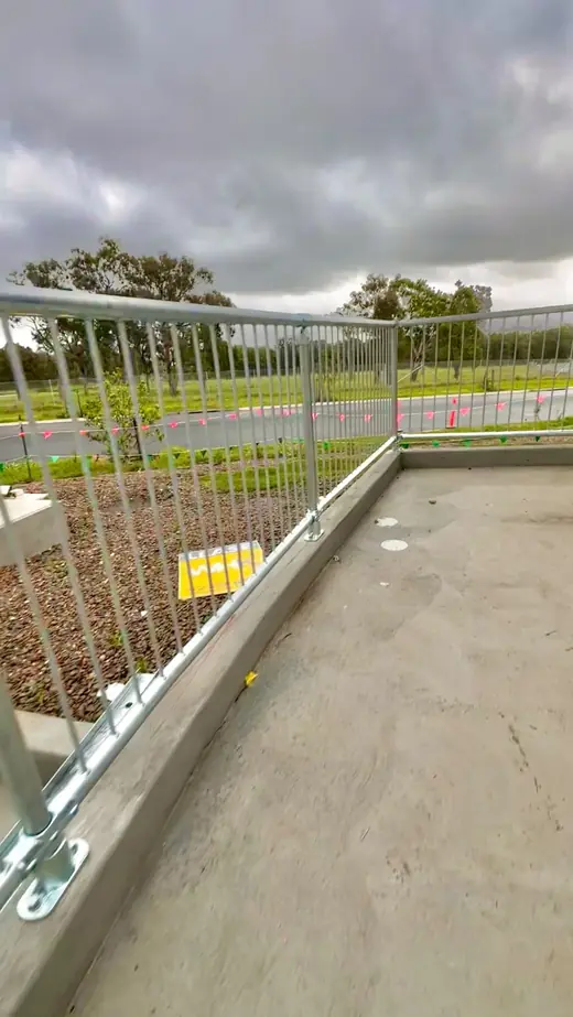 Steel balustrade rails around a balcony