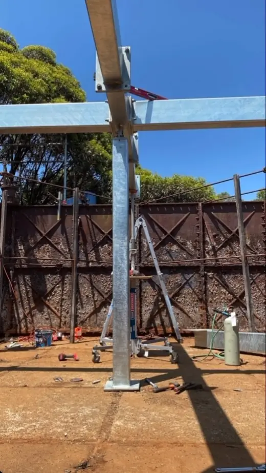Steel posts and beams for an outdoor structure